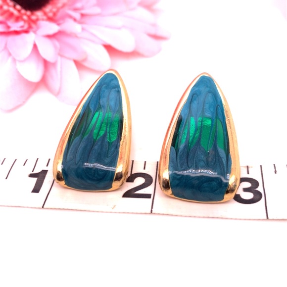 2/$10 Blue and Green Enamel Earrings - Picture 6 of 7